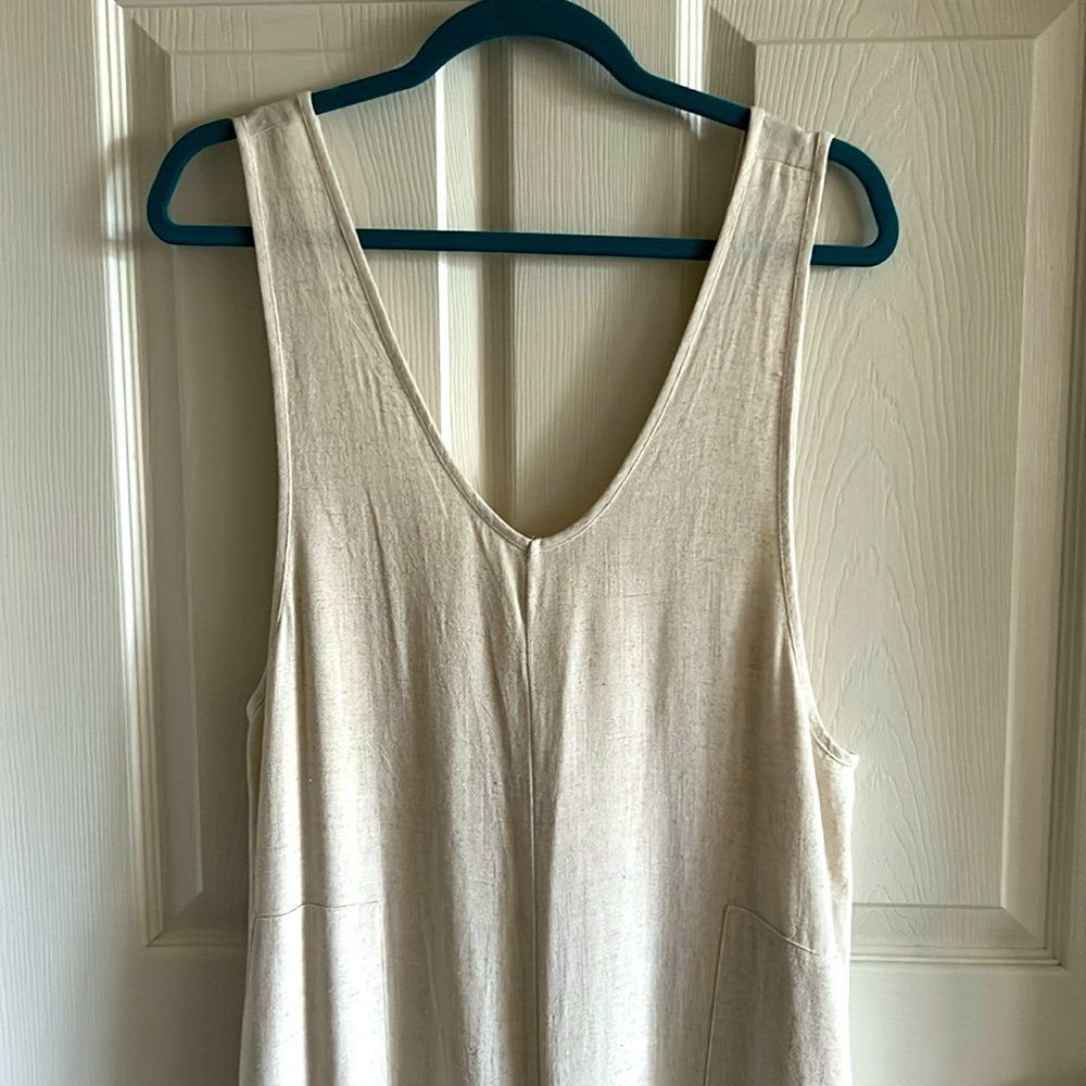 JODFIL Women’s Linen Blend Wide Leg Cropped Jumpsuit in Oatmeal Size Small NWT - Picture 3 of 7